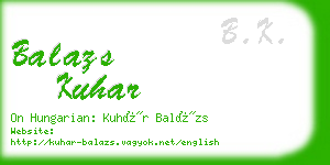 balazs kuhar business card